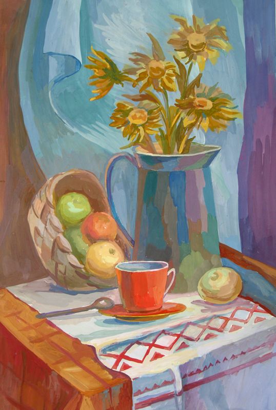 Демахина Дарина, Натюрморт, 42х60, гуашь