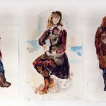 Учебная работа. Этюды фигуры человека, бумага, акварель, А4