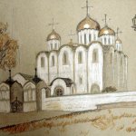 "Успенский собор г.Владимир. Этюд", Тянирядно В.Ф.