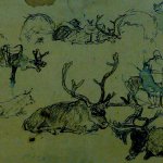"Наброски и зарисовки к картине «Привал. Северные олени»", Довнар А.А.
