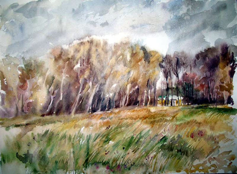 "Осенний дождь в Горках. Этюд", Микрюкова А.В.